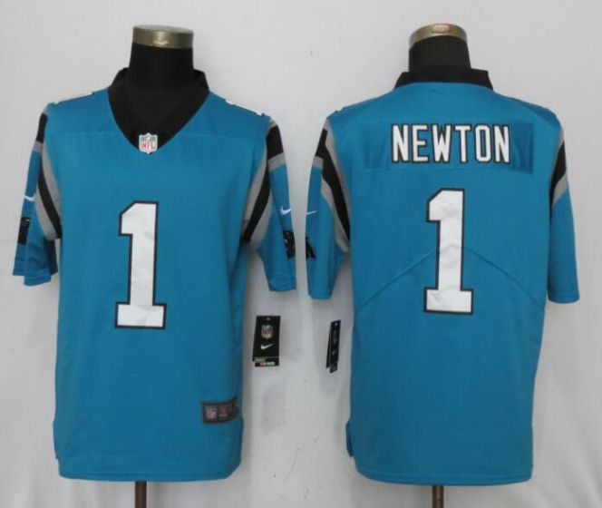 Men NFL Nike Carolina Panthers #1 Newton Blue 2017 Vapor Untouchable Limited jersey->women soccer jersey->Women Jersey